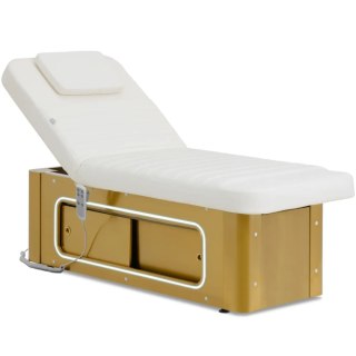 Stół do masażu tatuażu SPA podgrzewany 2 silniki 200 kg POTENZA - biało złoty Physa