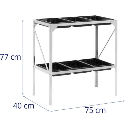 Stół ogrodniczy do sadzenia roślin 6 tac stalowy 77 x 44 x 77 cm UNIPRODO