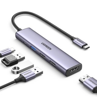 Wielofunkcyjny HUB adapter USB-A HDMI USB-C szary UGREEN