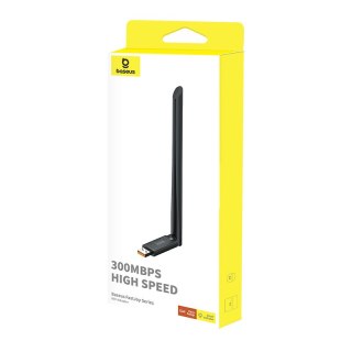 Zewnętrzna karta sieciowa USB WiFi 2.4GHz 300Mb/s z anteną 6dBi czarna BASEUS