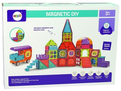 Magnetyczne Klocki Bloczki 111 Elementów 3D Zamek Schodki LEAN Toys