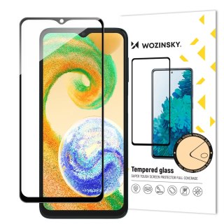 Szkło hartowane 9H na cały ekran Samsung Galaxy A04s z czarną ramką Full Glue WOZINSKY