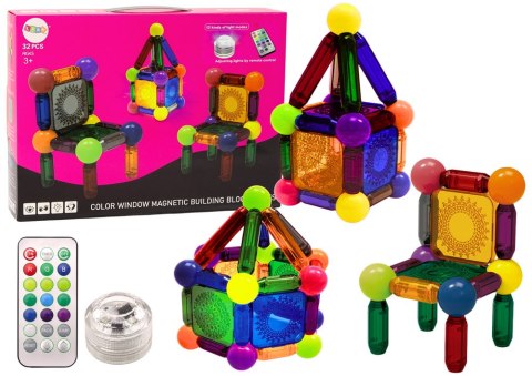 Zestaw Klocków Magnetycznych Z Podświetleniem 32 Elementy LEAN Toys