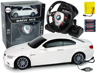 Auto Zdalnie Sterowane BMW M3 Białe 2,4 G Pilot Kierownica 1:18 Dźwięk Światła LEAN Toys