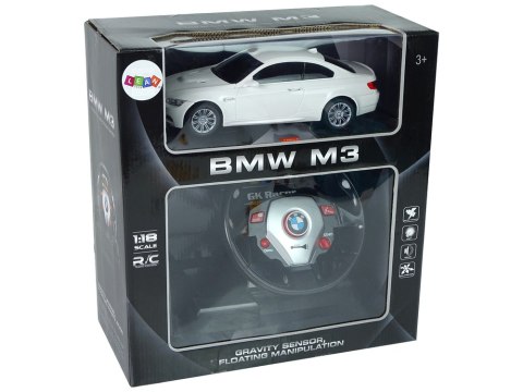 Auto Zdalnie Sterowane BMW M3 Białe 2,4 G Pilot Kierownica 1:18 Dźwięk Światła LEAN Toys