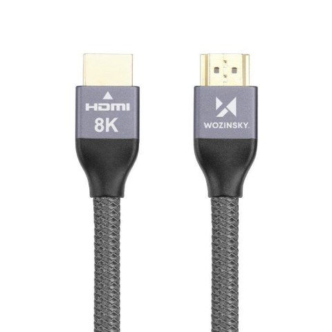 Kabel przewód HDMI 2.1 8K 60 Hz 48 Gbps 4K 120 Hz 2K 144 Hz 5 m srebrny WOZINSKY