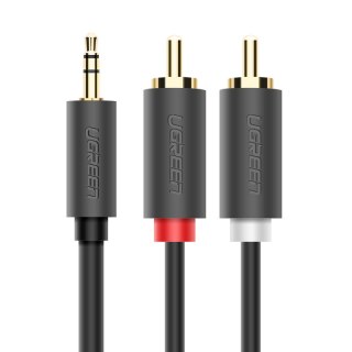 Kabel przewód audio 3.5 mm mini jack - 2x RCA 1.5m czarny UGREEN