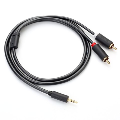 Kabel przewód audio 3.5 mm mini jack - 2x RCA 1.5m czarny UGREEN