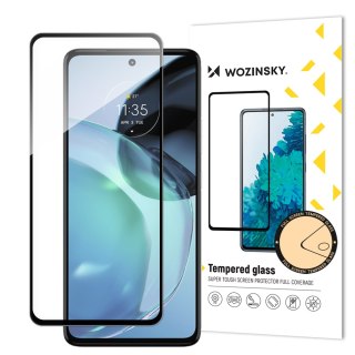 Szkło hartowane 9H na cały ekran Motorola Moto G72 z czarną ramką Full Glue WOZINSKY