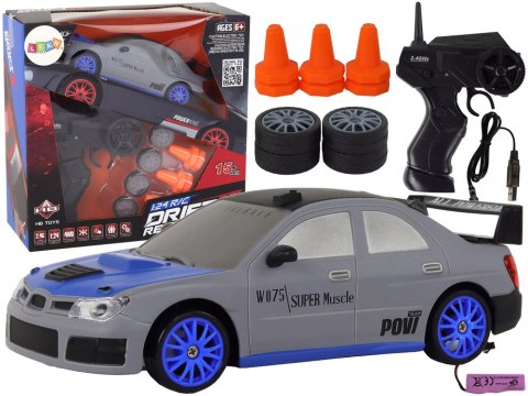 Autko Sportowe Zdalnie Sterowane R/C 1:24 Szare Wymienne Koła LEAN Toys