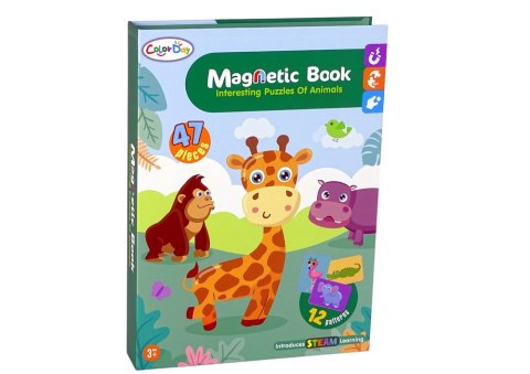 Magnetyczna Układanka Książka Zwierzęta Puzzle Krokodyl Małpka LEAN Toys