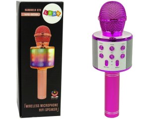 Mikrofon Bezprzewodowy USB Głośnik Nagrywanie Karaoke Model WS-858 Różowy LEAN Toys