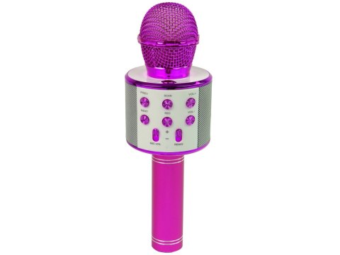 Mikrofon Bezprzewodowy USB Głośnik Nagrywanie Karaoke Model WS-858 Różowy LEAN Toys