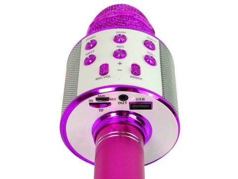 Mikrofon Bezprzewodowy USB Głośnik Nagrywanie Karaoke Model WS-858 Różowy LEAN Toys