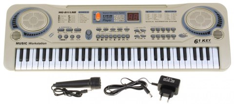 Beżowy Keyboard dla dzieci 5+ Mikrofon + Nagrywanie + USB MP3 - model nr 811