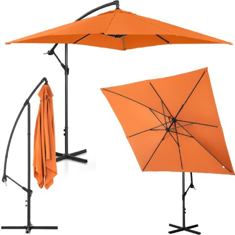 Parasol ogrodowy na wysięgniku kwadratowy 250 x 250 cm pomarańczowy UNIPRODO