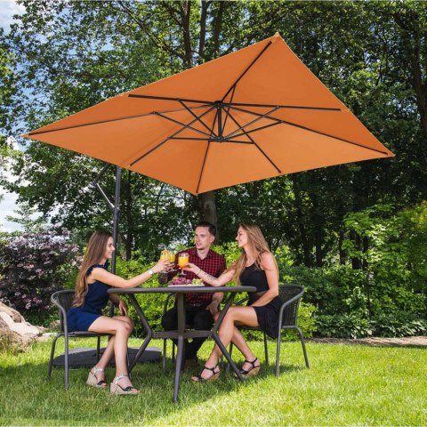 Parasol ogrodowy na wysięgniku kwadratowy 250 x 250 cm pomarańczowy UNIPRODO