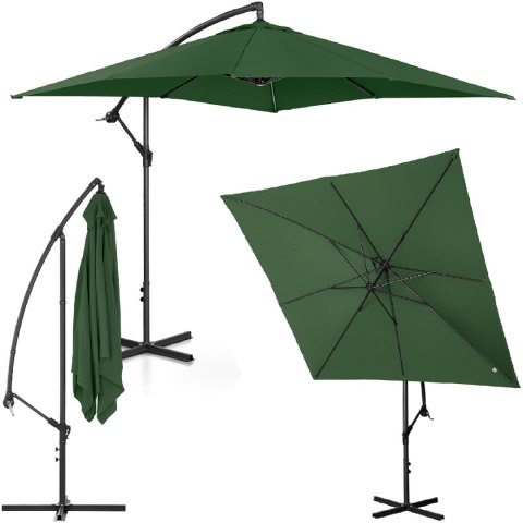 Parasol ogrodowy na wysięgniku kwadratowy 250 x 250 cm zielony UNIPRODO