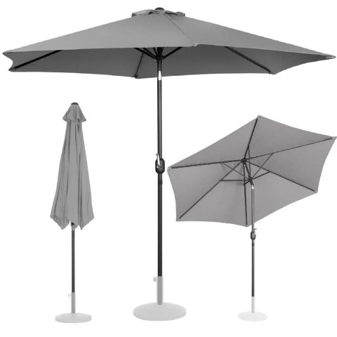 Parasol ogrodowy okrągły duży uchylny z korbką śr. 300 cm ciemnoszary UNIPRODO