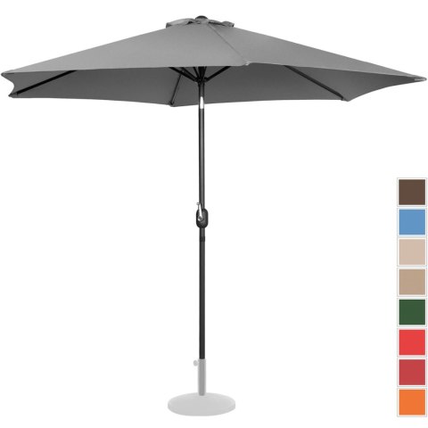 Parasol ogrodowy okrągły duży uchylny z korbką śr. 300 cm ciemnoszary UNIPRODO