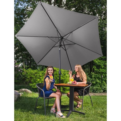 Parasol ogrodowy okrągły duży uchylny z korbką śr. 300 cm ciemnoszary UNIPRODO