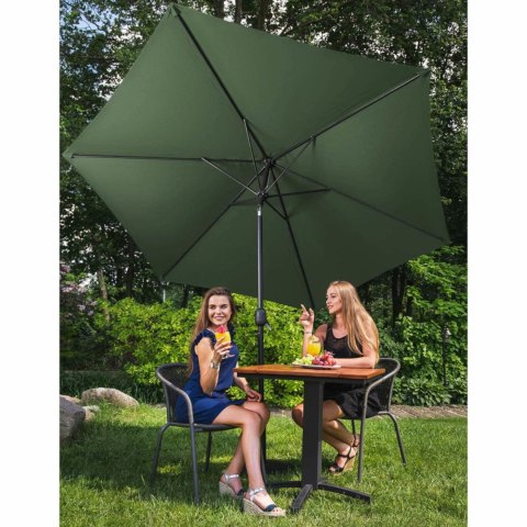 Parasol ogrodowy okrągły duży uchylny z korbką śr. 300 cm zielony UNIPRODO