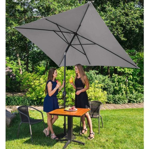 Parasol ogrodowy prostokątny uchylny z korbką 200 x 300 cm ciemnoszary UNIPRODO