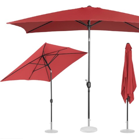 Parasol ogrodowy tarasowy prostokątny z korbką 200 x 300 cm bordowy UNIPRODO