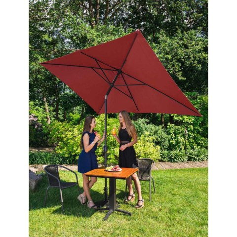 Parasol ogrodowy tarasowy prostokątny z korbką 200 x 300 cm bordowy UNIPRODO