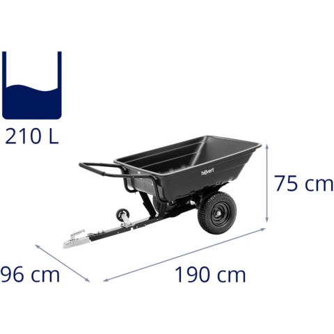 Przyczepka wózek uchylny do kosiarki traktorka ogrodowego 300 kg 210 l Hillvert