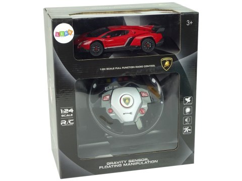 Auto Zdalnie Sterowane Lamborghini Veneno Czerwony 2,4 G Pilot Kierownica Dźwięk Światła 1:24 LEAN Toys