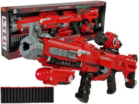 Duży Pistolet Na Piankowe Naboje Laser Celownik Dźwięk Zasięg 45 m 75 cm Długości LEAN Toys