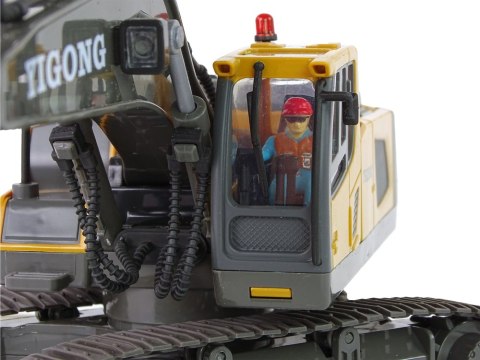 Koparka Gąsienicowa 1:20 Sterowana Pilotem Żółto- szara LEAN Toys