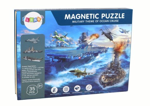 Zestaw Edukacyjnych Puzzli Magnetycznych Z Motywem Statków Militarnych LEAN Toys