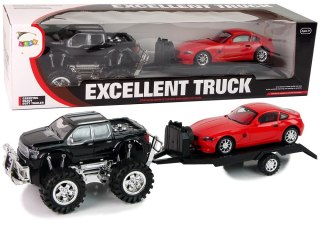 Zestaw Pojazdów Czarny Monster Truck Białe Laweta 58 cm LEAN Toys