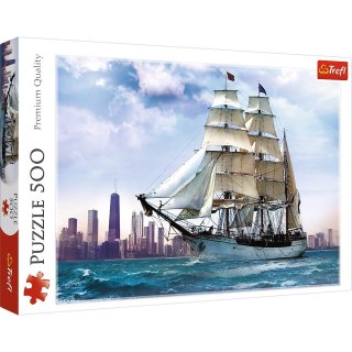 Puzzle 500 elementów, Żaglowiec na tle Chicago Trefl