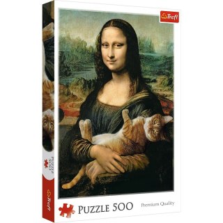 Puzzle 500 elementów Mona Lisa i kot Mruczek Trefl