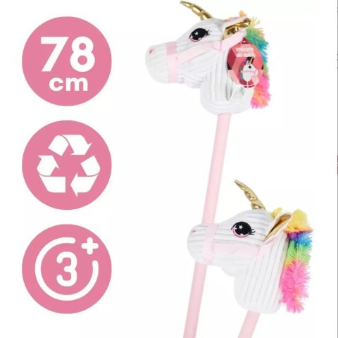 Głowa konia jednorożec hobby horse na kiju pluszowy 78 cm Bakalu Andrzej Bąk