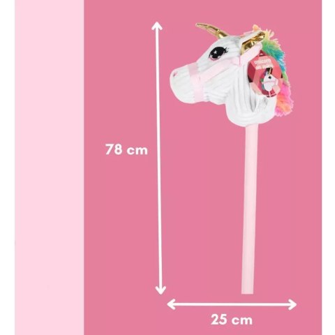 Głowa konia jednorożec hobby horse na kiju pluszowy 78 cm Bakalu Andrzej Bąk