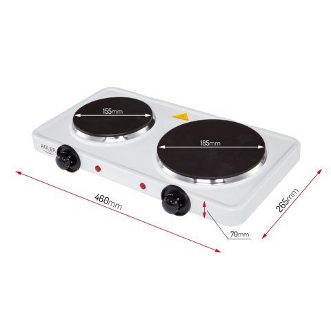 Kuchenka turystyczna Adler AD 6504 elektryczna dwupalnikowa wolnostojąca z regulacją temperatury 2500 W Fox Spółka z Ograniczoną Odpowiedzialnością