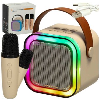 Zestaw do karaoke 2 mikrofony + głośnik przenośny BLUETOOTH USB LED beżowy Kik sp. z o.o. sp. k.