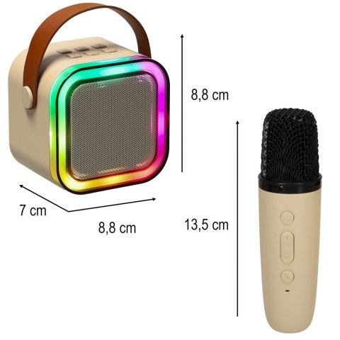 Zestaw do karaoke 2 mikrofony + głośnik przenośny BLUETOOTH USB LED beżowy Kik sp. z o.o. sp. k.