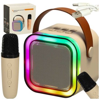 Zestaw do karaoke mikrofon + głośnik przenośny BLUETOOTH USB LED beżowy Kik sp. z o.o. sp. k.