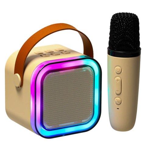 Zestaw do karaoke mikrofon + głośnik przenośny BLUETOOTH USB LED beżowy Kik sp. z o.o. sp. k.