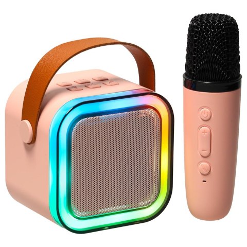 Zestaw do karaoke mikrofon + głośnik przenośny BLUETOOTH USB LED różowy Kik sp. z o.o. sp. k.