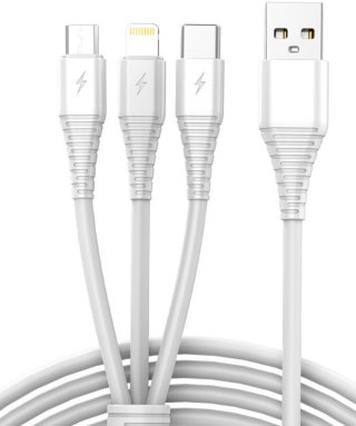 Kabel USB 3w1 micro USB, USB-C, lightning 1m biały Bodex Electronics Spółka z o.o.