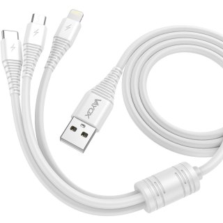 Kabel USB 3w1 micro USB, USB-C, lightning 1m biały Bodex Electronics Spółka z o.o.