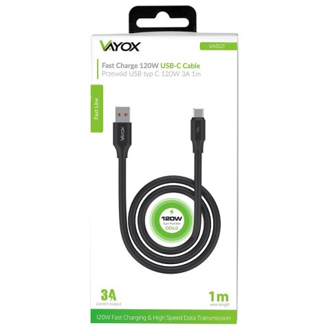 Kabel USB-USB-C dwie końcówki 120W 3A 1m czarny Bodex Electronics Spółka z o.o.