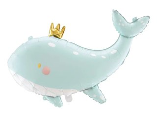 Balon foliowy Wieloryb błękitny 78cm x 50cm Partydeco Spółka z Ograniczoną Odpowiedzialnością