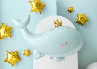 Balon foliowy Wieloryb błękitny 78cm x 50cm Partydeco Spółka z Ograniczoną Odpowiedzialnością